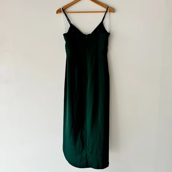 Lulu’s - Reinette Wrap Style Cocktail Dress in Dark Green - Picture 4 of 7